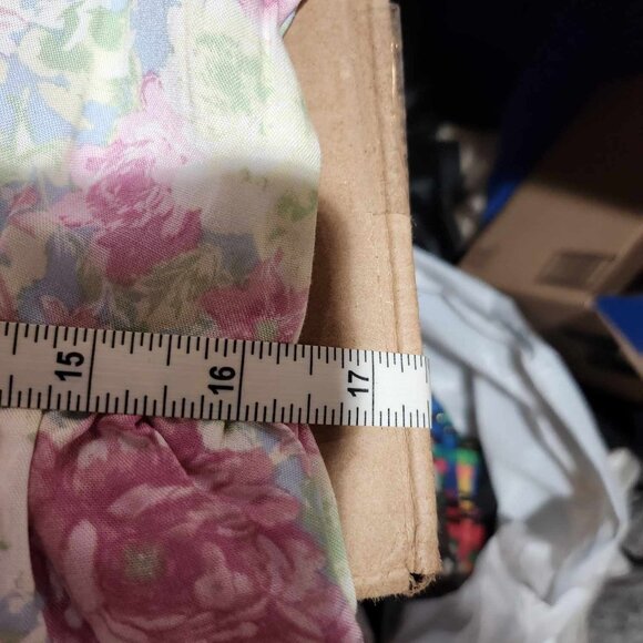 Almost Famous Women's Junior Blouse, Large, Puff Sleeve Pastel Rose Pink Blue - Picture 15 of 16